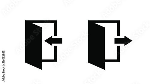 Exit entrance icon. Vector isolated black icon. Doorway entrance exit sign. EPS 10