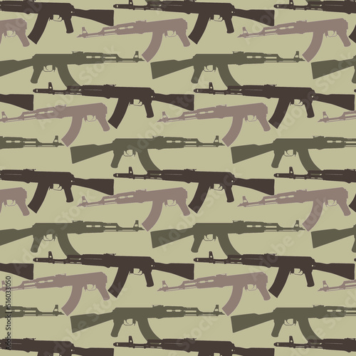 Army. Machine gun AK camouflage military pattern tactical design