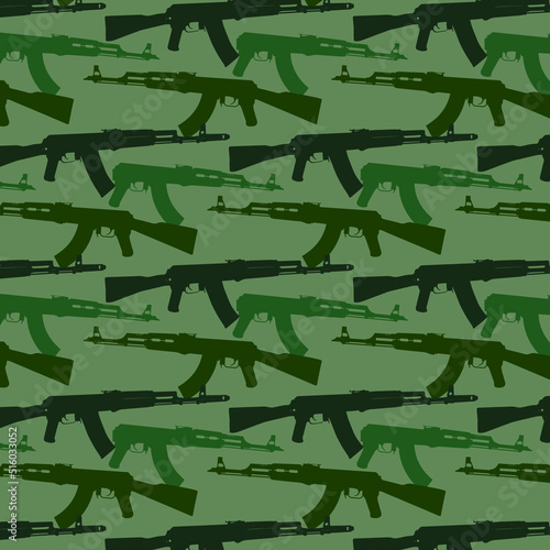 Army. Machine gun AK camouflage pattern.