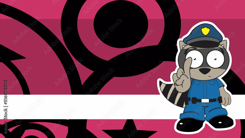 standing raccoon cartoon cop costume expression background in vector format standing raccoon cartoon cop costume expression background in vector format