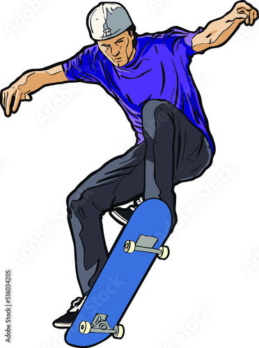 teenager Skateboard jump action in the air 