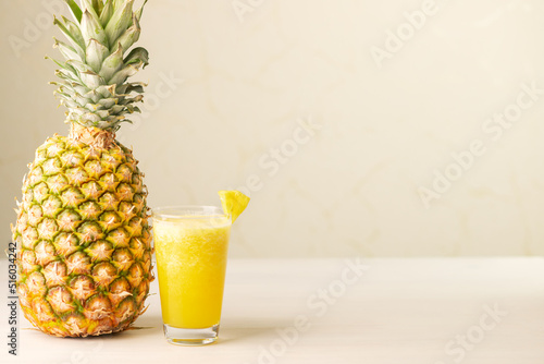 Принти на полотні pineapple smoothie, fruit fresh juice and sliced ripe pineapple
