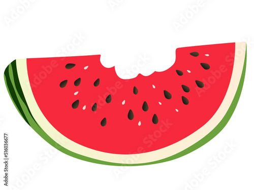 Bitten watermelon slice fruit vector 