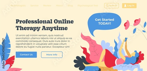 Professional online therapy anytime, website page