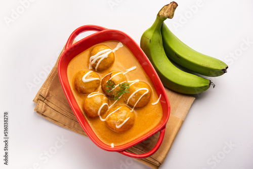 Banana Kofta curry also known as Kachche Kele Ke Kofte in India photo