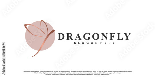 Dragonfly logo design with creative concept Premium Vector