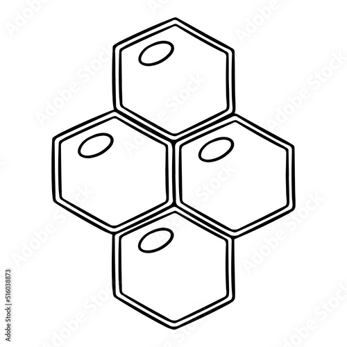 Monochrome picture, Four honeycombs with honey, vector illustration in cartoon style