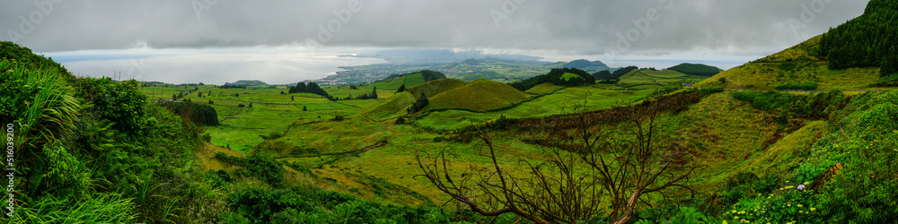 Sao Miguel landscape in a cloudy day, Azores islands, Portugal