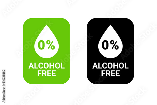 Alcohol free label icon. Zero alcohol icon pharmacy symbol