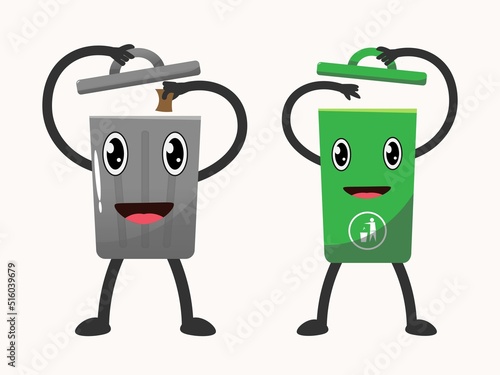 Trash can cartoon. Mascot Trash Can. Vector cartoon illustration of a Trash Can mascot 