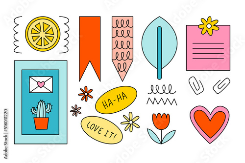 Journal Signs and symbols planner. Clipart scrapbooking, notebooks, diary. 