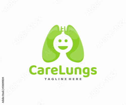 Healthy human lungs logo design. Pulmonary clinic, internal organ vector design. Respiratory system anatomy logotype