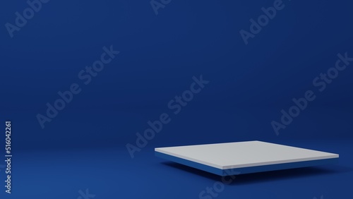 Product Stand in blue room ,Studio Scene For Product ,minimal design,3D rendering 