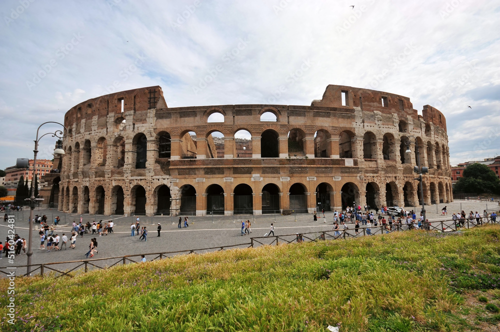 Panorama of the Colosseum in Rome, Italy