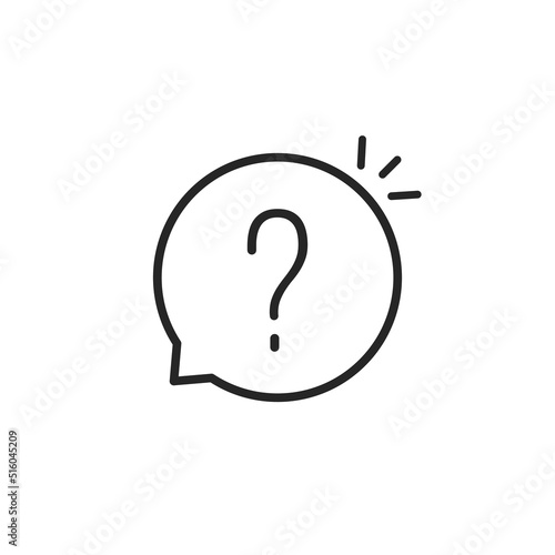black thin line round bubble with question mark