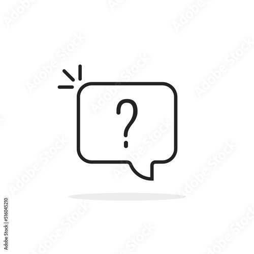 question mark on black thin line speech bubble