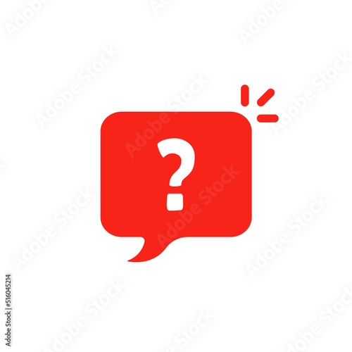 red speech bubble with question mark like quiz