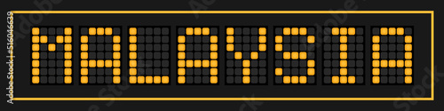 Orange color led banner in word malaysia on black background