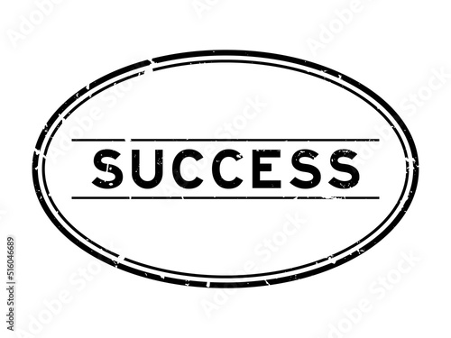 Grunge black success word oval rubber seal stamp on white background