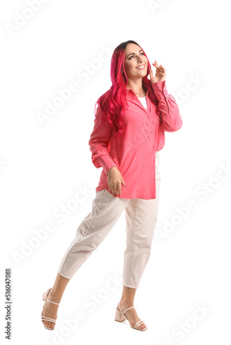 Beautiful woman with bright...