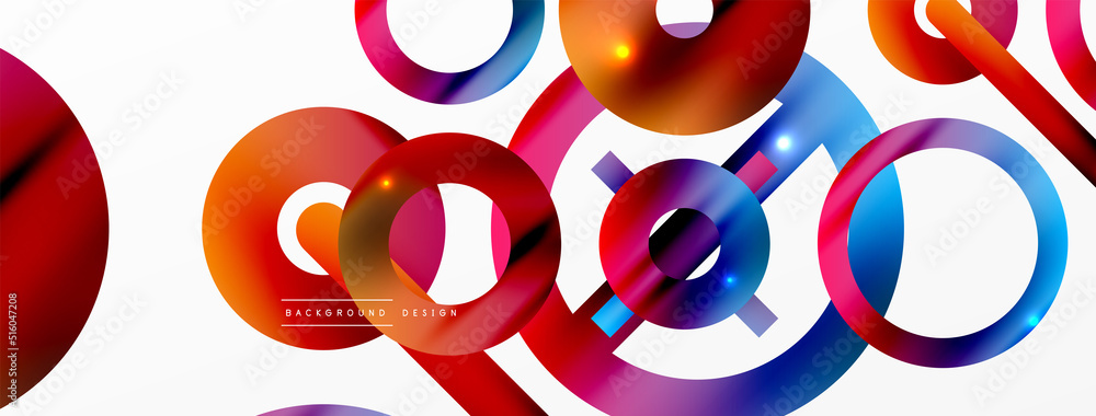 Minimal geometric abstract background. Shiny and glossy circle, line and round shapes design. Trendy techno business template for wallpaper, banner, background or landing Minimal geometric abstract background. Shiny and glossy circle, line and round shapes design. Trendy techno business template for wallpaper, banner, background or landing