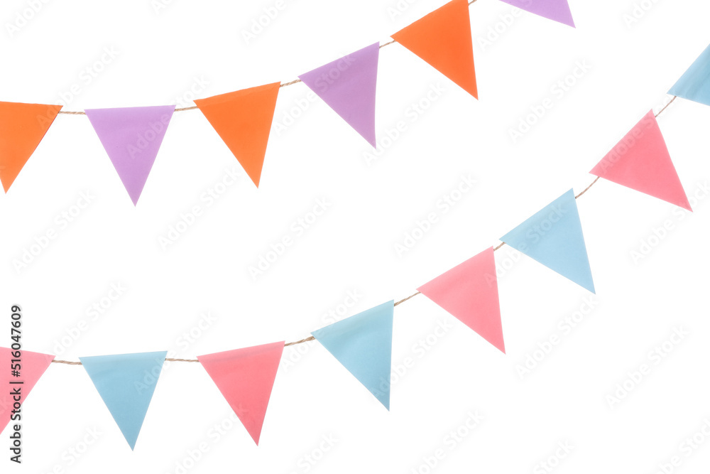 Fototapeta premium Festive bunting flags isolated on white