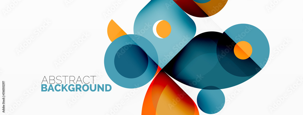 Colorful round shapes, circles and triangles background. Minimal geometric template for wallpaper, banner, presentation Colorful round shapes, circles and triangles background. Minimal geometric template for wallpaper, banner, presentation