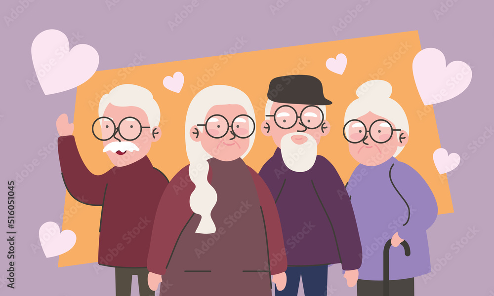 grandparents group with hearts grandparents group with hearts
