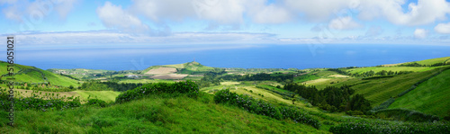 Azores islands landscape and atlantic ocean sight, Sao Miguel, Portugal