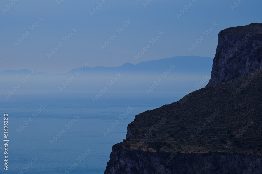 Mediterran seascape  from Monti Catalfano park in Sicily, Italy