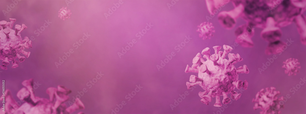 Coronavirus pandemic, banner, background - conceptual image of coronavirus disease 2019 (COVID-19), closeup with space for text