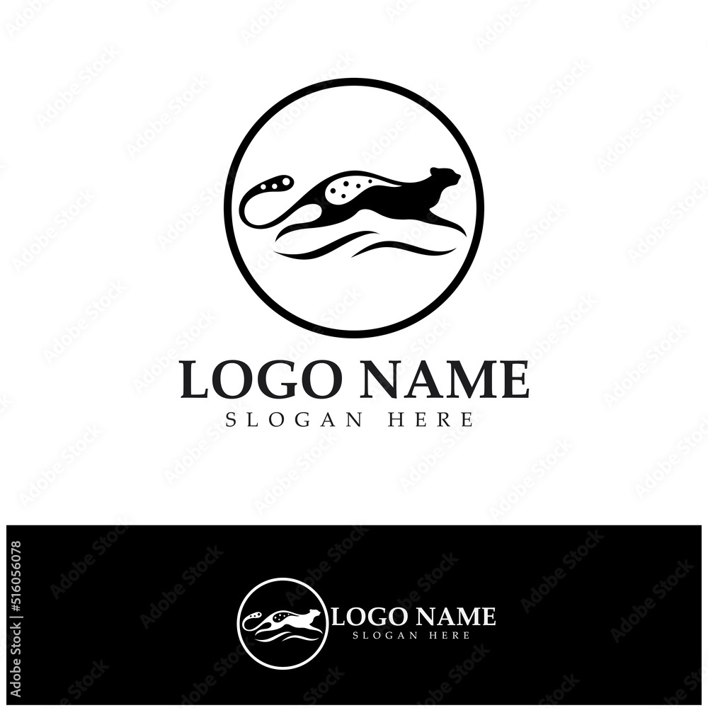 cheetah logo with flat silhouette and color packed with modern concept vector cheetah logo with flat silhouette and color packed with modern concept vector