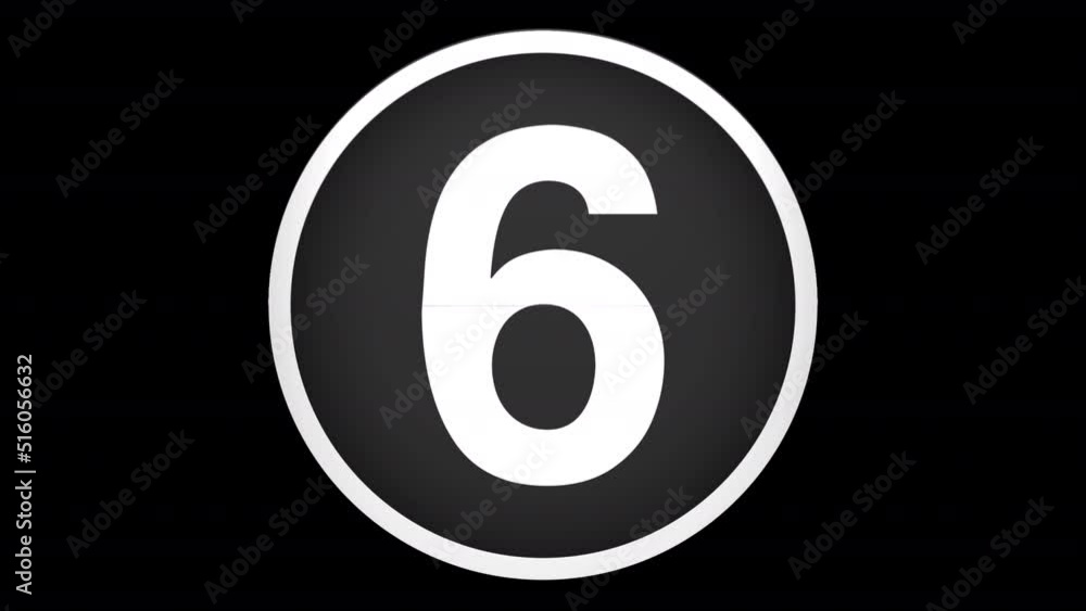 Flip circle number 6 on alpha channel background. Flip circle number 6 on alpha channel background.