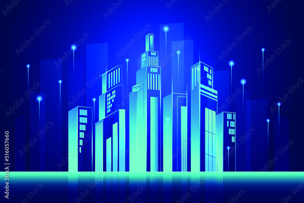 Smart city with futuristic background