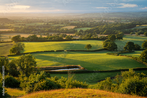 A beautiful sunset over the landscape of Hilfield, County of Dorset, England