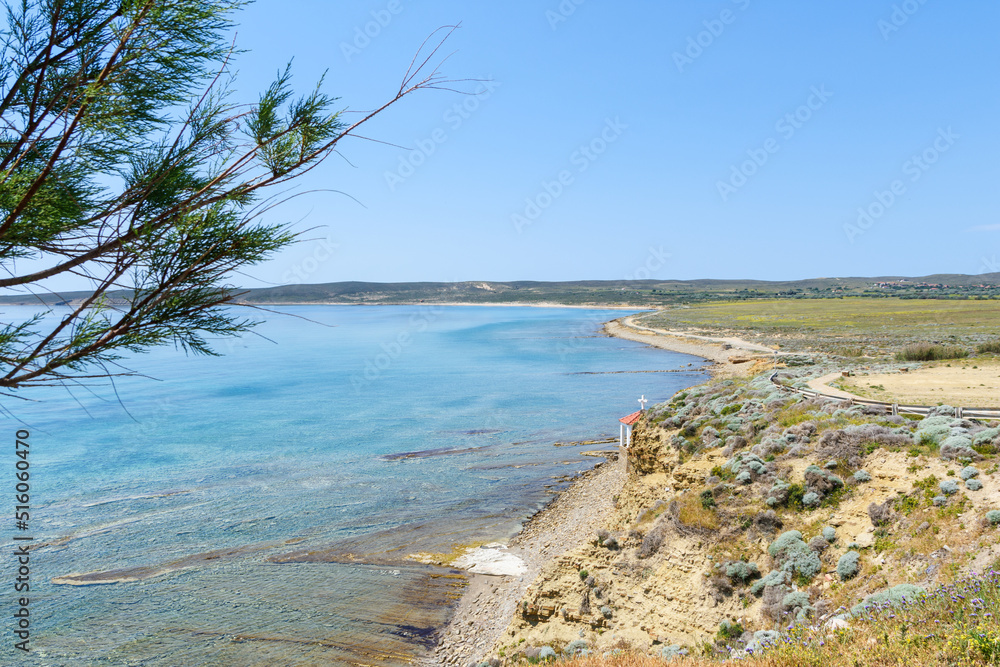 The sanctuary of Agios Sozons in eastern Lemnos with the Aegean sea as a background The sanctuary of Agios Sozons in eastern Lemnos with the Aegean sea as a background