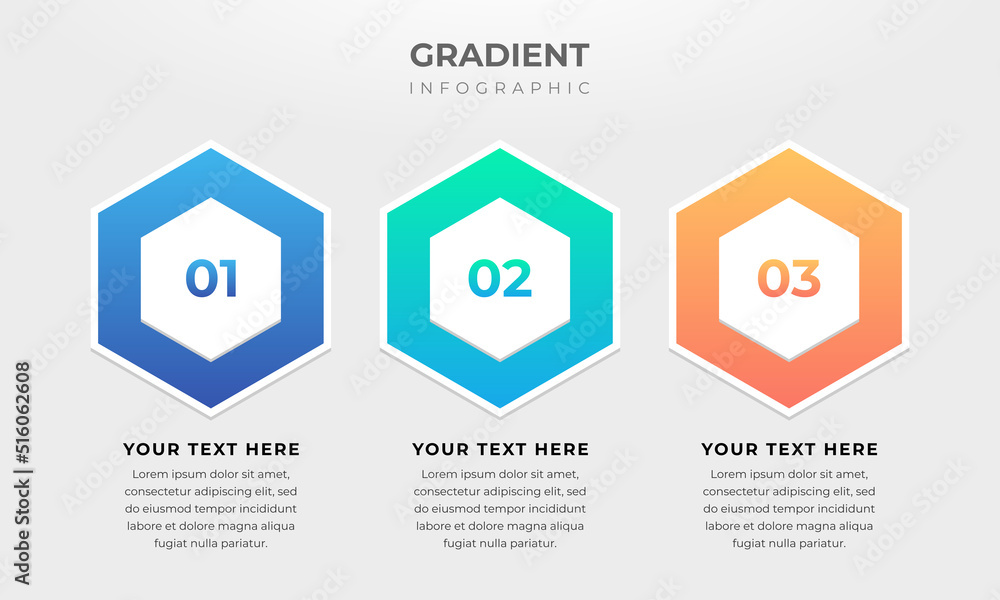 Gradient hexagonal infographic banner. Goals infographic template. Business concept with 3 steps. Gradient hexagonal infographic banner. Goals infographic template. Business concept with 3 steps.