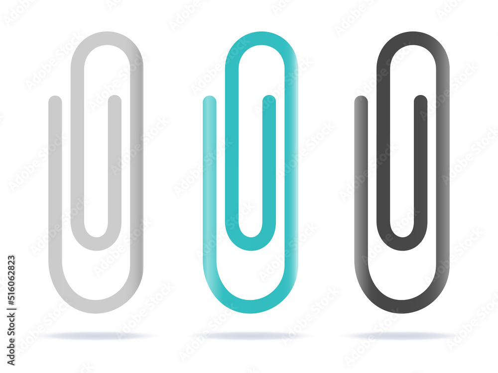 Paper clips set. Cartoon minimal style. 3d vector icon. Paper clips set. Cartoon minimal style. 3d vector icon.