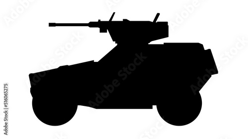 Combat fighting vehicle silhouette. LGS Fennek 2000 Germany. Black military battle machine vector icon, modern army transport.