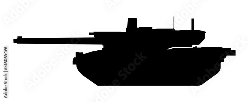 Tank silhouette. AMX Leclerc RT5 France. Black military battle machine vector icon, modern army transport.