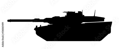 Tank silhouette. Leopard 2A6 1998 Germany. Black military battle machine vector icon, modern army transport.
