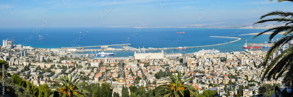 Panorama. Haifa from Caramel Hill.