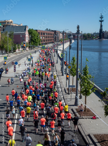May 19, 2019, Moscow, Russia. Participants of the Moscow Marathon at a distance.