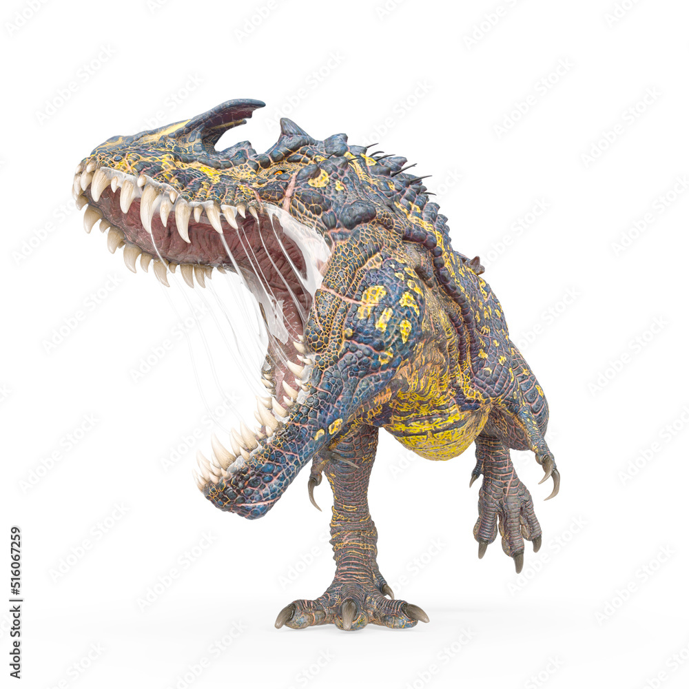 dinosaur monster is attacking on white background side view dinosaur monster is attacking on white background side view