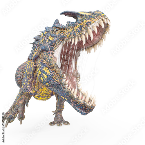 dinosaur monster is attacking on white background