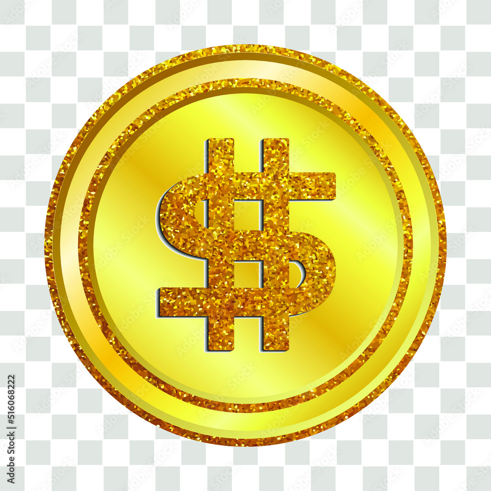 Obraz premium Golden dollar coin vector art
