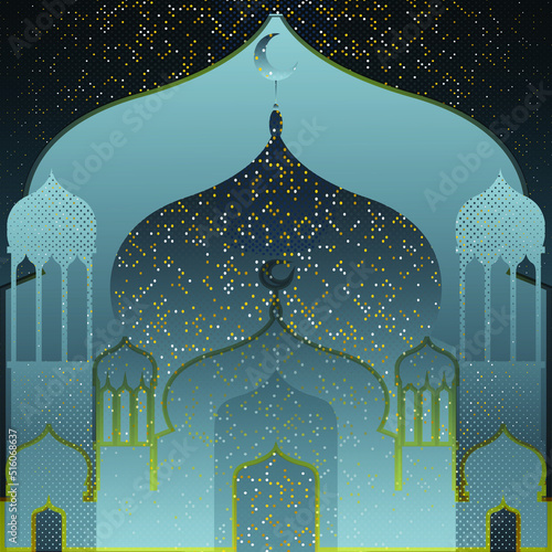 Photography Islamic square background with mosque ornament