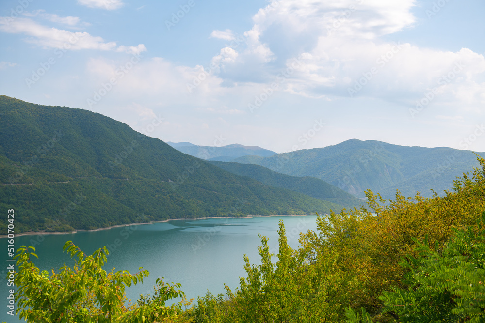 beautiful landscape of the Zhinvali reservoir in Georgia