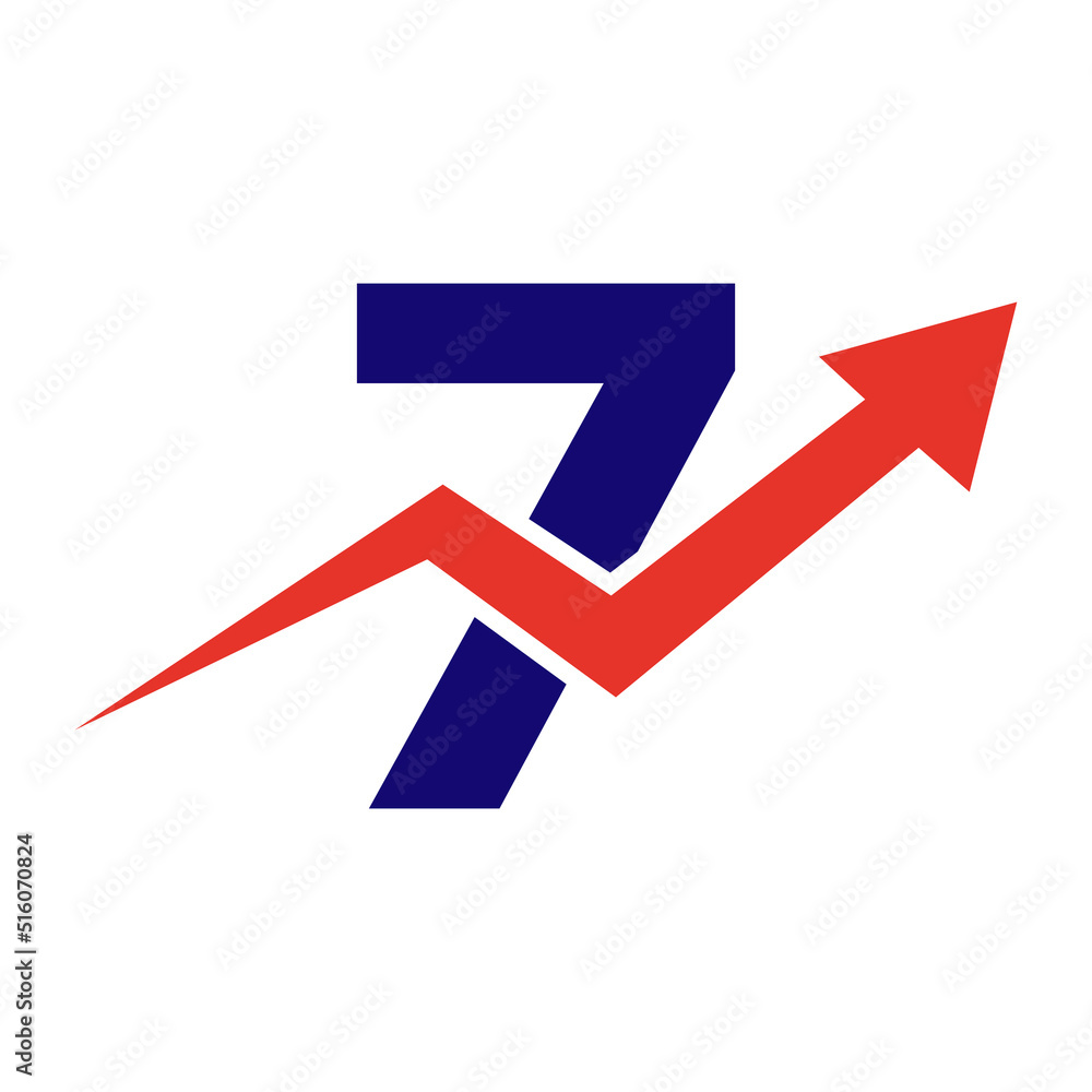Letter 7 Financial Logo. Finance and Financial Investment Development Logo Template Concept with Business Growth Arrow Letter 7 Financial Logo. Finance and Financial Investment Development Logo Template Concept with Business Growth Arrow