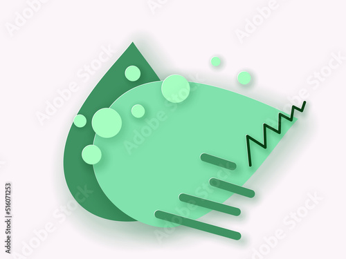 Abstract 3D shape paper cut style. Modern graphic element